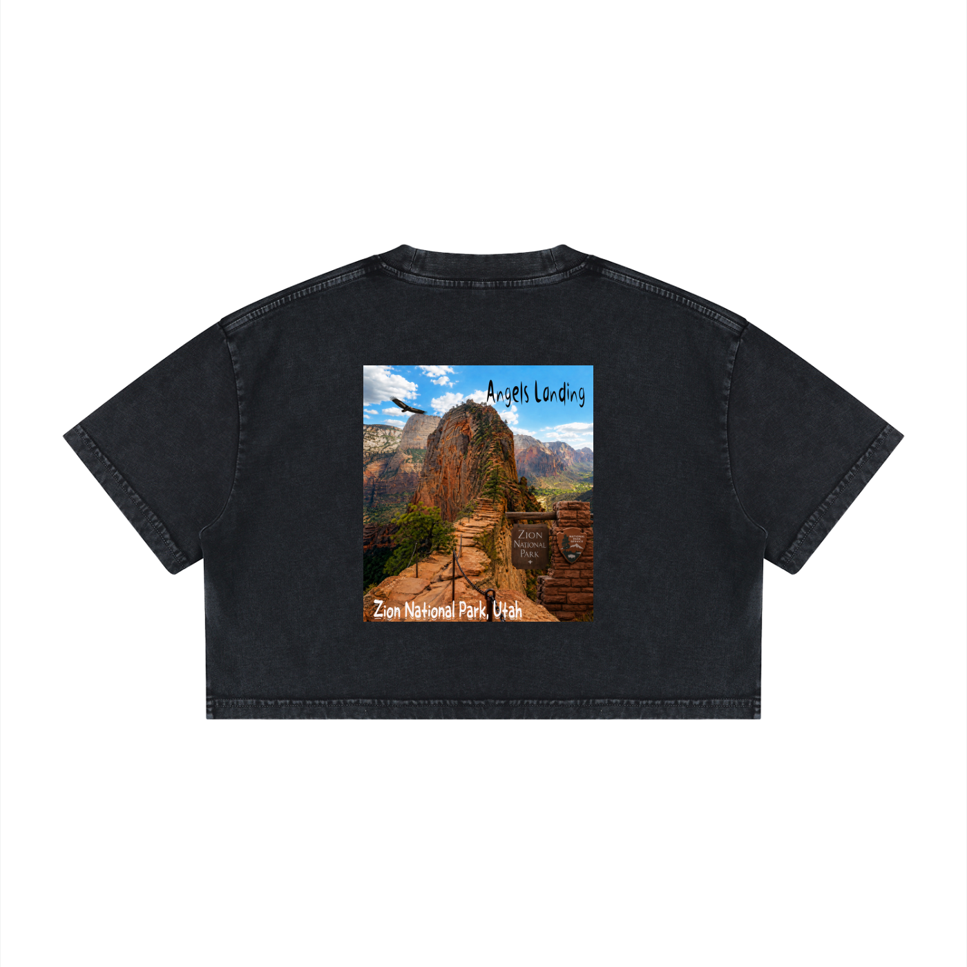 Angels Landing Zion National Park "I did'um" Women's Mineral Wash Cotton Crop T-Shirt