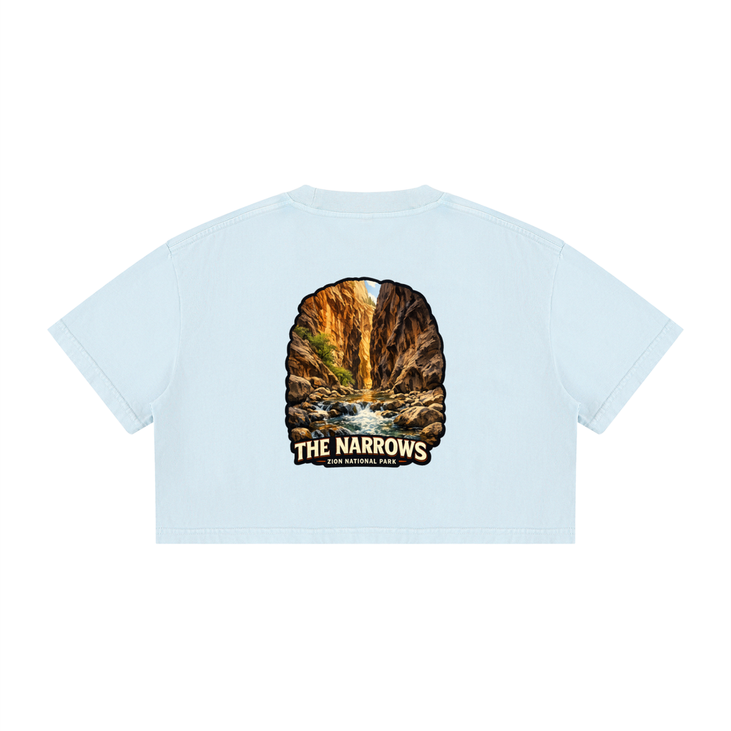 The Narrows  |  I did'um National Parks Collection  |  Women's Mineral Wash Cotton Crop T-Shirt