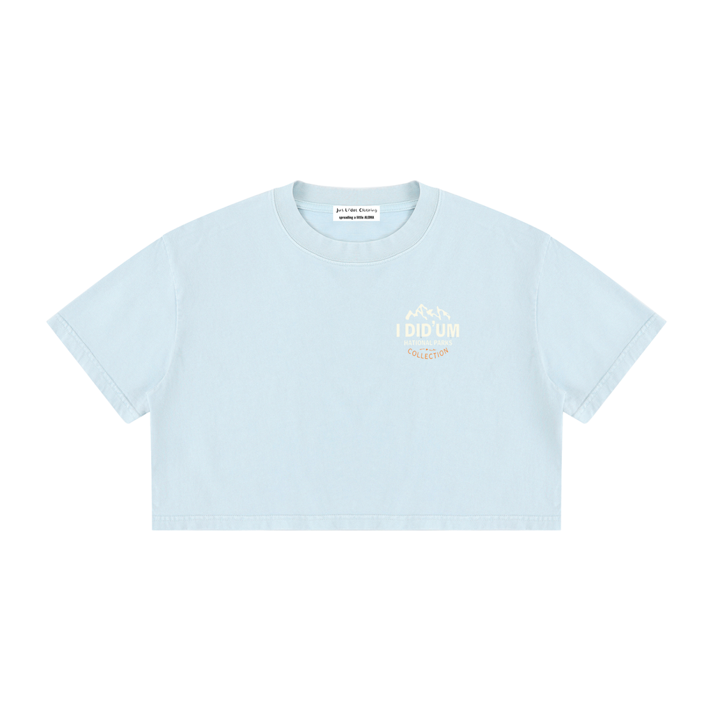 Angels Landing Zion National Park "I did'um" Women's Mineral Wash Cotton Crop T-Shirt