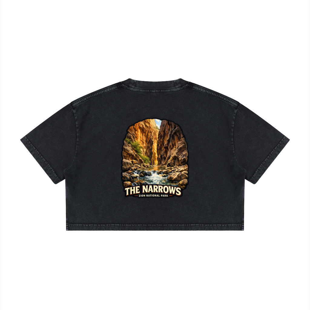 The Narrows  |  I did'um National Parks Collection  |  Women's Mineral Wash Cotton Crop T-Shirt