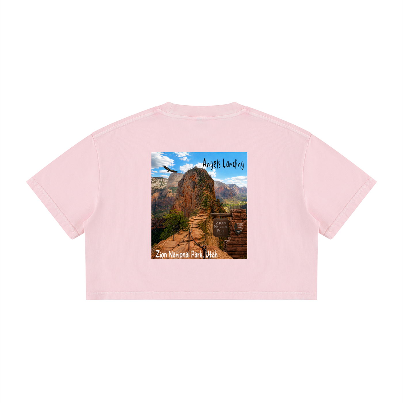 Angels Landing Zion National Park "I did'um" Women's Mineral Wash Cotton Crop T-Shirt
